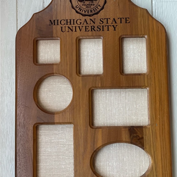 Rare Vintage Michigan State University MSU Wood Collage Frame 18.5” length - Picture 5 of 6